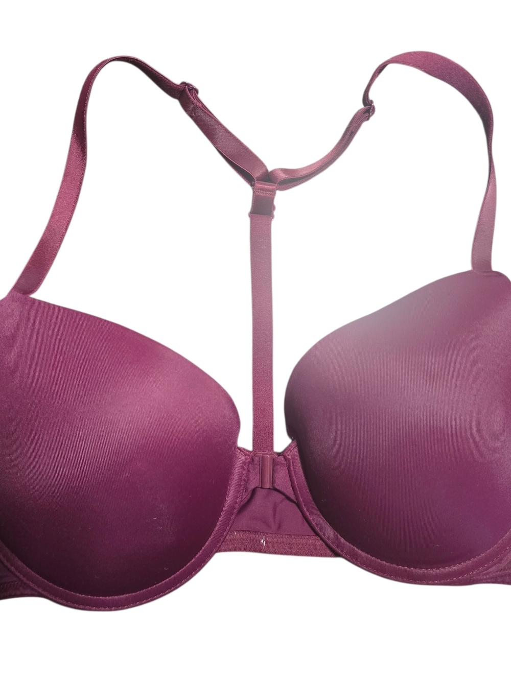 PINK Victoria's Secret Plum T-Back Push-Up Bra Size 36C Front Clasp Push Up